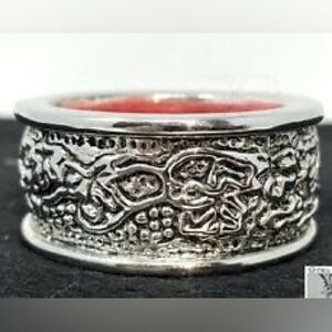 WINE BOTTLE DRIP RING WITH GRAPES - SILVERPLATE